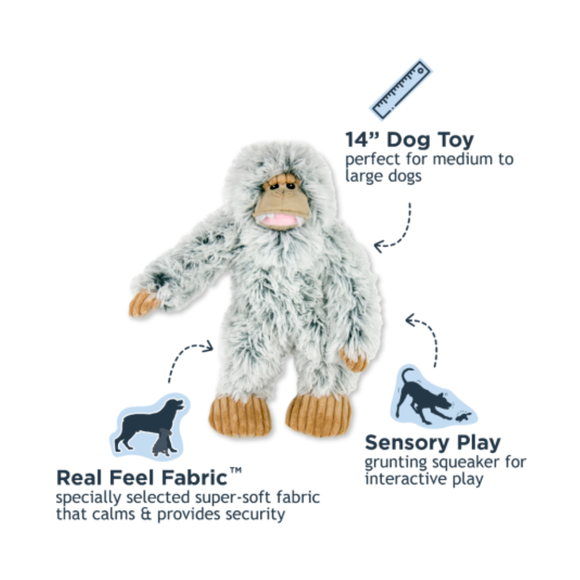 Tall Tails Plush Yeti Durable Squeaker Tug Dog Toy - Features