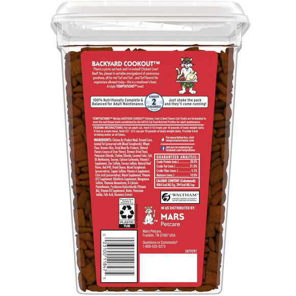 Temptations MixUps Backyard Cookout Flavor Soft & Crunchy Treats for Cats 30oz backside