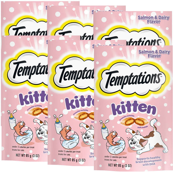 Temptations Salmon & Dairy Flavor Crunchy & Soft Kitten Treats 6-pack