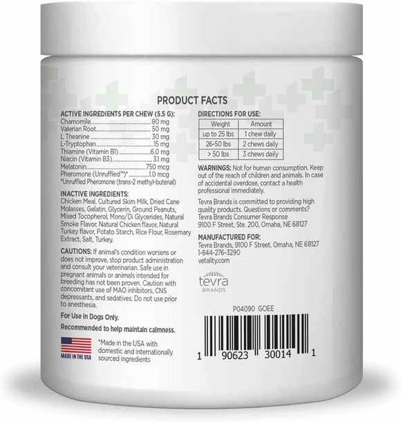 TevraPet Vetality Calming Well Chews Turkey Flavored Soft Chews for Dogs 60 Chews - Dog Calming & Anxiety Supplements 2