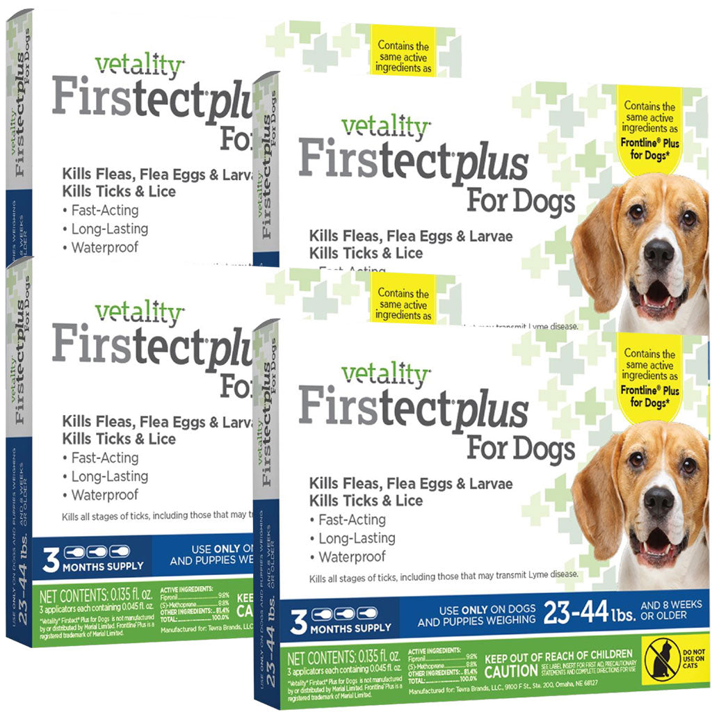 Vetality Firstect Plus Flea & Tick Treatment for Dogs, 23-44 lbs
