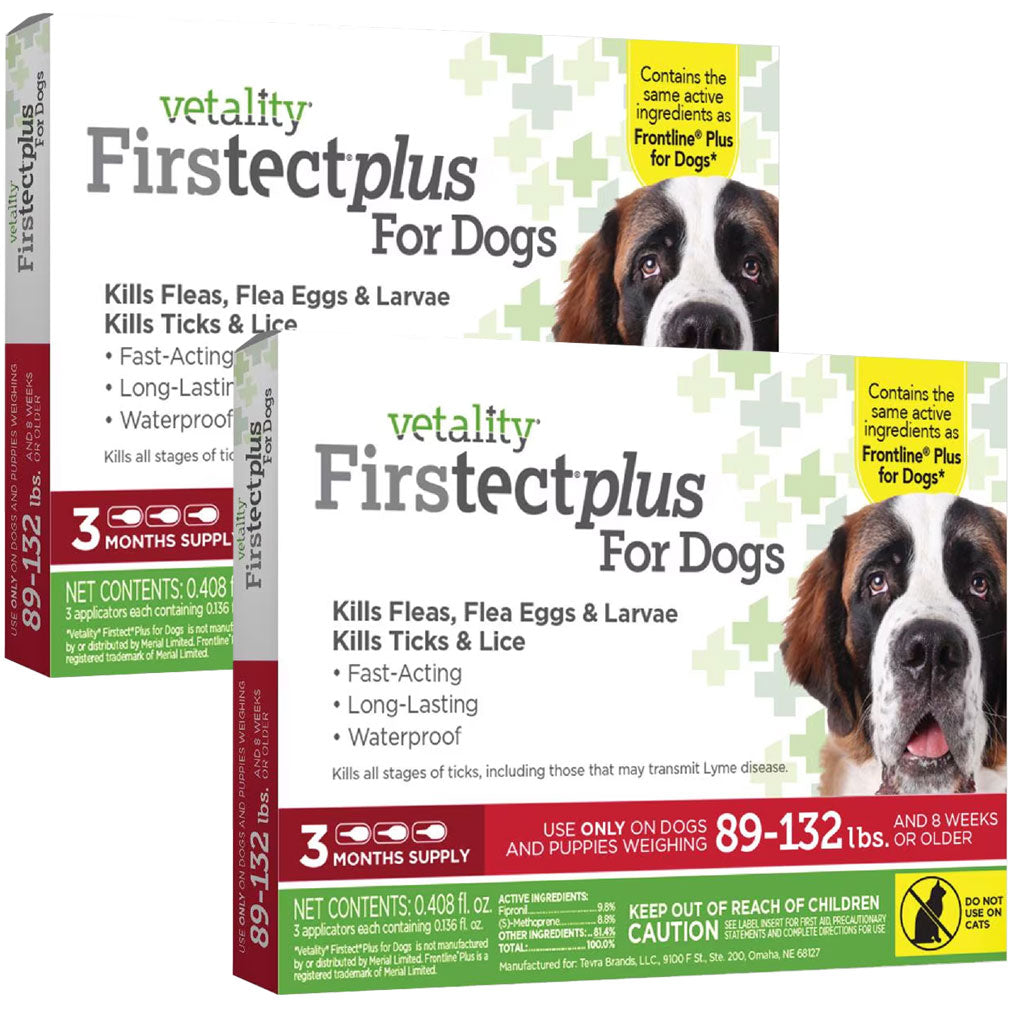 Vetality Firstect Plus Flea & Tick Treatment for Dogs, 89-132 lbs