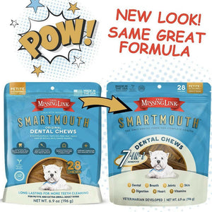 The Missing Link Smartmouth Dental Chews For Petite & Extra Small Dogs (28 count)