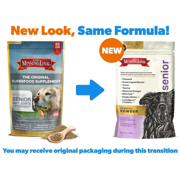 missing link for senior dogs in new packaging