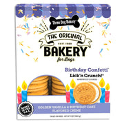Three Dog Bakery Birthday Confetti Lick’n Crunch Golden Vanilla & Birthday Cake Cookie Treats For Puppy (13 oz)