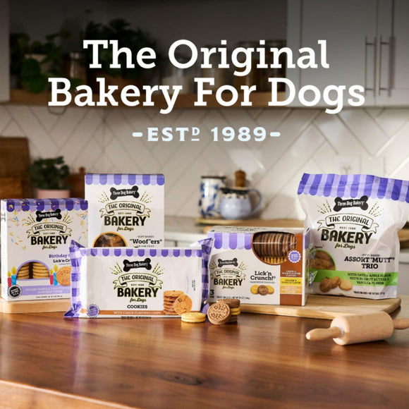 Three Dog Bakery Lick'n Crunch Vanilla & Peanut Butter Cookie Dog Treats (13-oz)