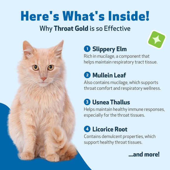 Throat Gold - Soothes Throat Irritation in Cats - Cat Supplements & Vitamins 7