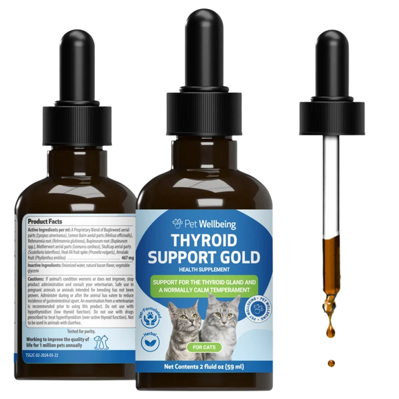 Thyroid Support Gold for Hyperthyroidism in Cats - 2 oz - Cat Supplements & Vitamins 1