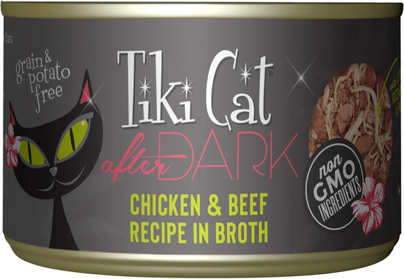 Tiki Cat After Dark Chicken & Beef Grain-Free Food For Cats - 5.5 oz cans; case of 8 - Wet Cat Food 8