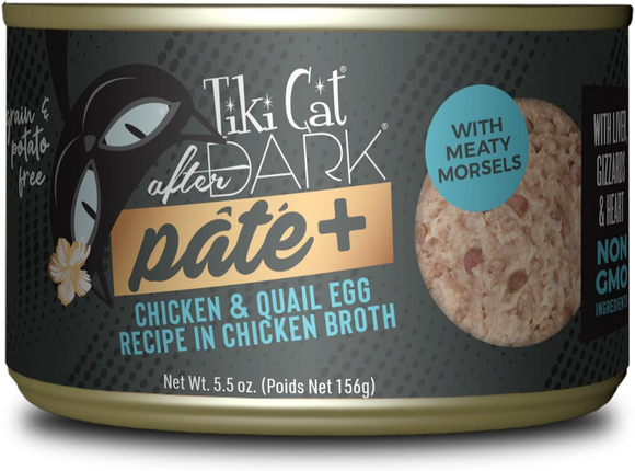 Tiki Cat After Dark Chicken & Quail Egg Pate - 5.5 oz cans; case of 8 - Wet Cat Food 8
