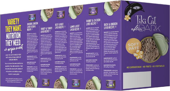 Tiki Cat After Dark Pate Wet Food For Cats Variety Pack (3 oz x 12 cans) - Wet Cat Food 7
