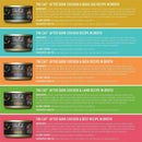 Different flavors of tiki after dark cat food 
