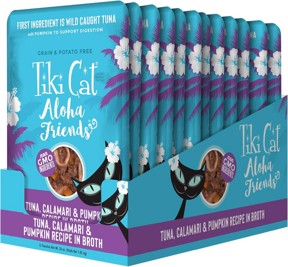Tiki Cat Aloha Friends Tuna Calamari Pumpkin - 3 oz pouches; case of 12 - Wet Cat Food 8