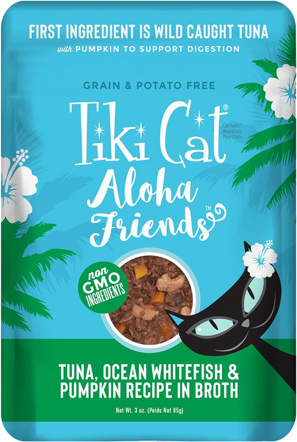 Tiki Cat Aloha Friends Tuna Ocean Whitefish Pumpkin - 3 oz pouch; case of 12 - Wet Cat Food 8