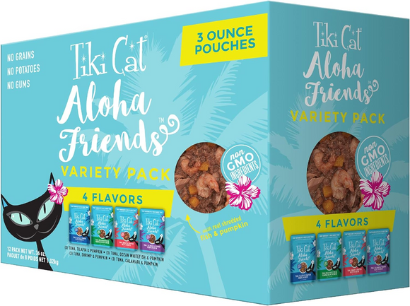 Tiki Cat Aloha Friends Variety Pack - 3 oz pouches; case of 12 - Wet Cat Food 8