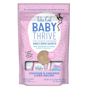 Tiki Cat Baby Thrive Chicken & Chicken Liver Grain-Free Wet Food Supplement for Kittens (0.28 oz x 20 pouches)