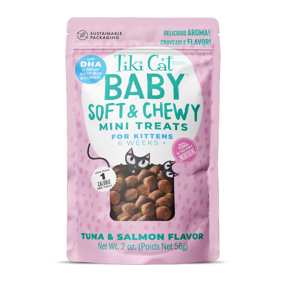 Tiki Cat Baby Tuna & Salmon Soft & Chewy Mini Treats for Kittens (2 oz) - Cat Treats 1