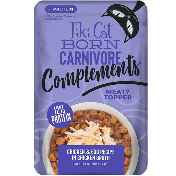 Tiki Cat Born Carnivore Complements Wet Cat Food 2.1-oz case of 12 - Chicken & Egg - Cat Food 9