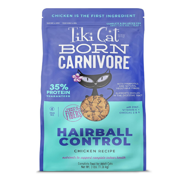 Tiki Cat Born Carnivore Hairball Control Chicken Recipe Dry Cat Food - 3 lb - Dry Cat Food 8