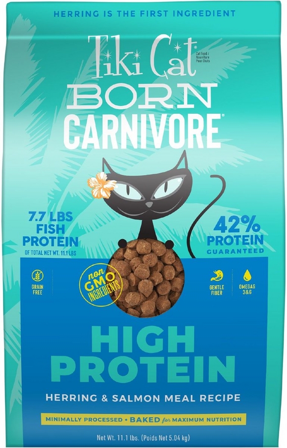Tiki Cat Born Carnivore Herring & Salmon - 11.1 lb - Dry Cat Food 11