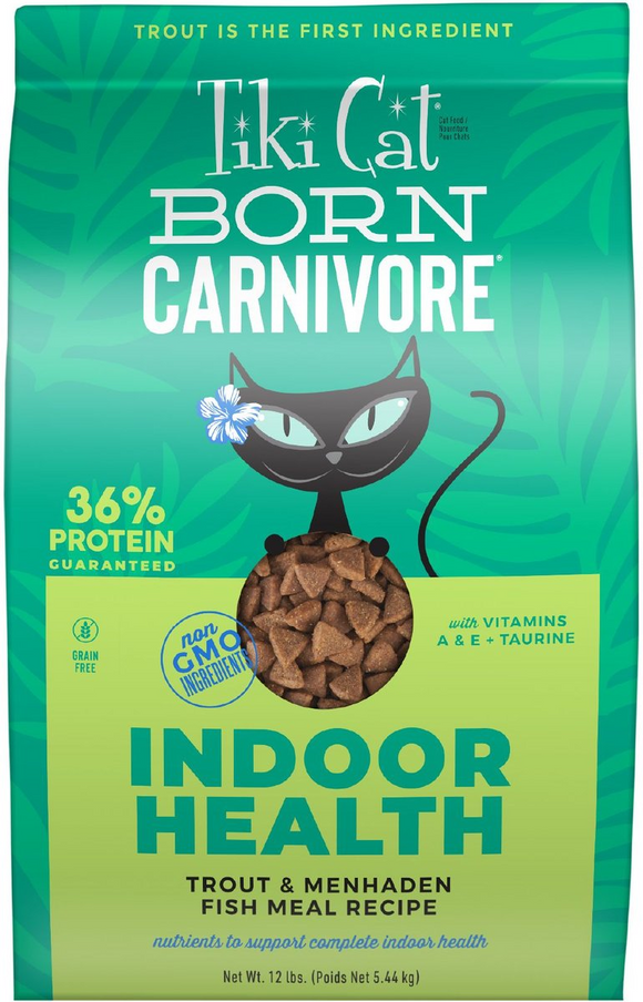 Tiki Cat Born Carnivore Indoor Trout & Menhaden - 12 lb - Dry Cat Food 10