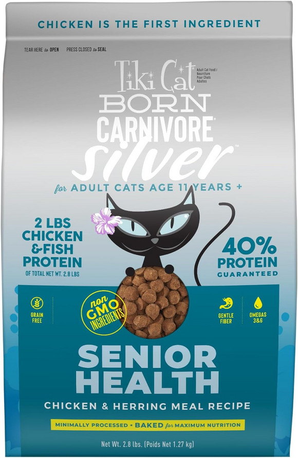 Tiki Cat Born Carnivore Silver Senior - 2.8 lb - Dry Cat Food 10