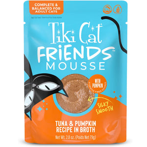 Tiki Cat Friends Mousse in Broth Grain-Free Wet Cat Food 2.5-oz case of 12 - Tuna & Pumpkin - Cat Food 1