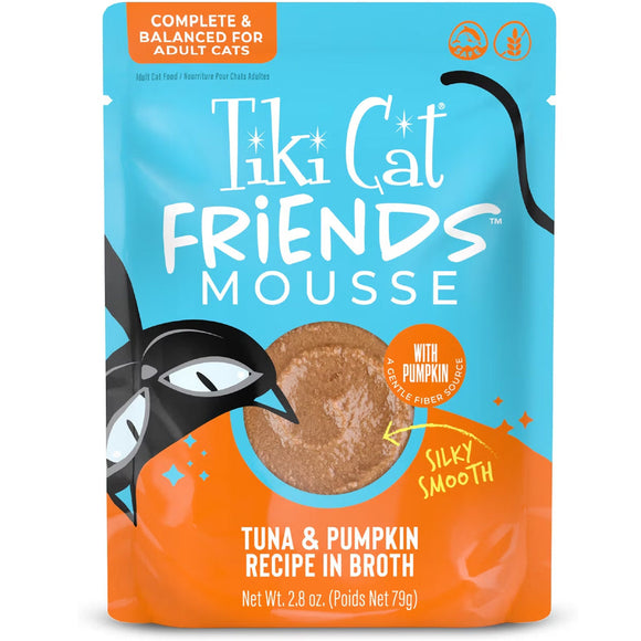 Tiki Cat Friends Mousse in Broth Grain-Free Wet Cat Food 2.5-oz case of 12 - Tuna & Pumpkin - Cat Food 1