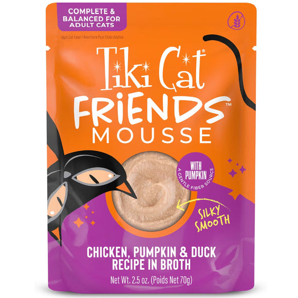Tiki Cat Friends Mousse in Broth Grain-Free Wet Cat Food 2.5-oz case of 12 - Chicken, Pumpkin & Duck - Cat Food 3