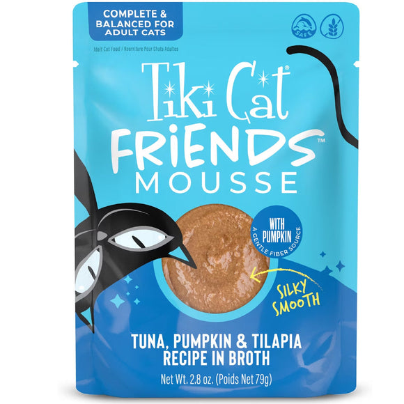 Tiki Cat Friends Mousse in Broth Grain-Free Wet Cat Food 2.5-oz case of 12 - Tuna, Pumpkin & Tilapia - Cat Food 4