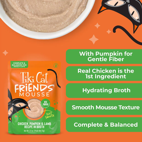 Tiki Cat Friends Mousse in Broth Grain-Free Wet Cat Food 2.5-oz case of 12 - Cat Food 35