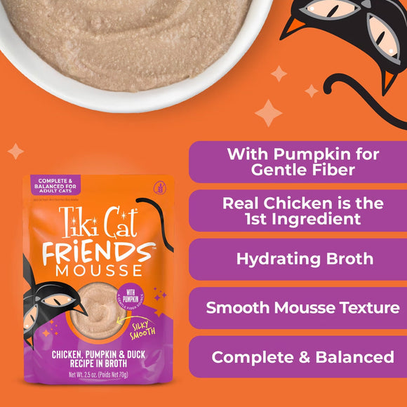 Tiki Cat Friends Mousse in Broth Grain-Free Wet Cat Food 2.5-oz case of 12 - Cat Food 32