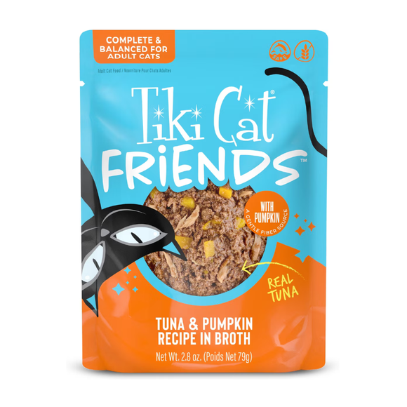 Tiki Cat Friends Tuna & Pumpkin Recipe in Broth Wet Cat Food (2.8-oz x 12 pouches) - Cat Food 1