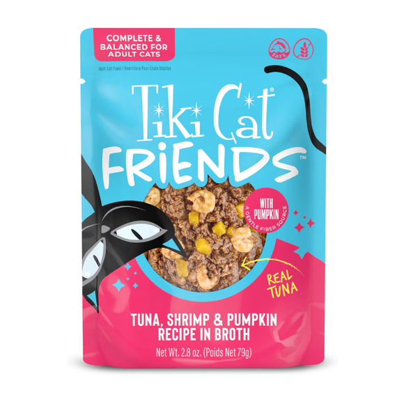 Tiki Cat Friends Tuna Shrimp & Pumpkin Recipe in Broth Wet Cat Food (2.8-oz x 12 pouches) - Cat Food 1
