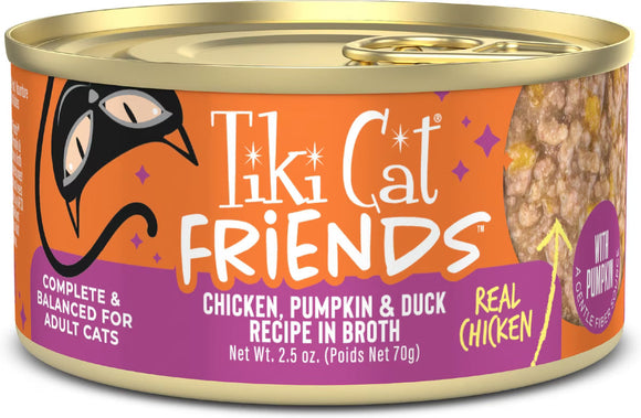 Tiki Cat Friends Wet Cat Food 2.5-oz pouch case of 12 - Chicken, Pumpkin & Duck - Cat Food 1
