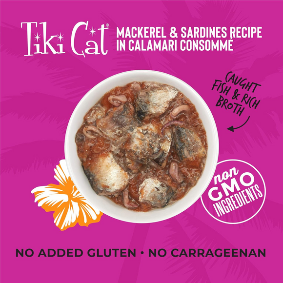 Tiki Cat Grill Mackerel & Sardine in Calamari Consomme Grain-Free Canned Food for Cats - Wet Cat Food 2