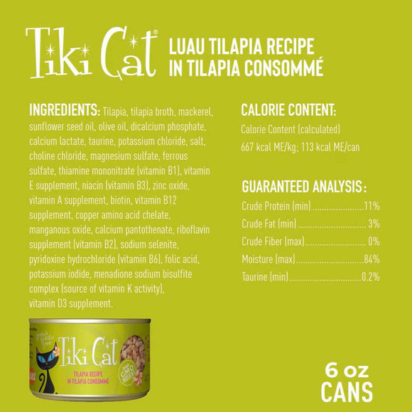 Tiki Cat Luau Tilapia in Tilapia Consomme Grain-Free Canned Food For Cats (6 oz x 8 cans) - Cat Food 3