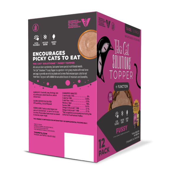 Tiki Cat Solutions + Function Mousse Fussy Tuna Recipe in Broth Food Topper for Cats (1.5 oz x 12 pouches) - Cat Food 11