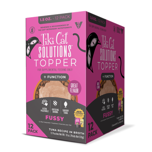 Tiki Cat Solutions + Function Mousse Fussy Tuna Recipe in Broth Food Topper for Cats (1.5 oz x 12 pouches) - Cat Food 10