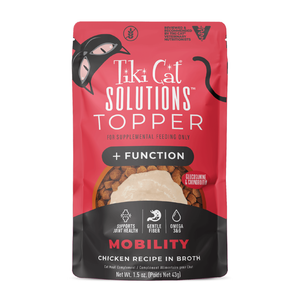 Tiki Cat Solutions + Function Mousse Mobility Chicken Recipe Food Topper for Cats (1.5 oz x 12 pouches) - Cat Food 1
