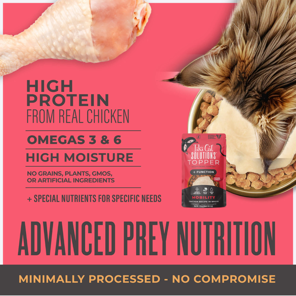 Tiki Cat Solutions + Function Mousse Mobility Chicken Recipe Food Topper for Cats (1.5 oz x 12 pouches) - Cat Food 3