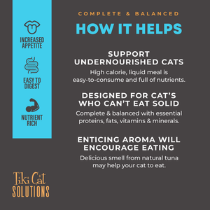 Tiki Cat Solutions Liquid Meal Replacer Tuna in Goat’s Milk for Cats (6 oz x 6 pouches) - Cat Food 2