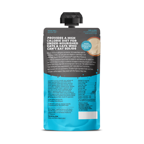 Tiki Cat Solutions Liquid Meal Replacer Tuna in Goat’s Milk for Cats (6 oz x 6 pouches) - Cat Food 9