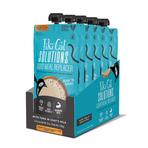 Tiki Cat Solutions Liquid Meal Replacer Tuna in Goat’s Milk for Cats (6 oz x 6 pouches) - Cat Food 10