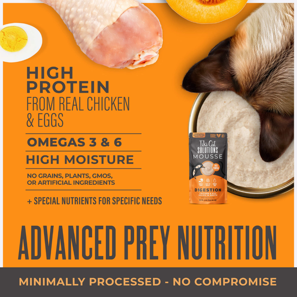 Tiki Cat Solutions Mousse Digestion Chicken & Egg Recipe in Broth Wet Cat Food (2.4 oz x 12 pouches) - Cat Food 3