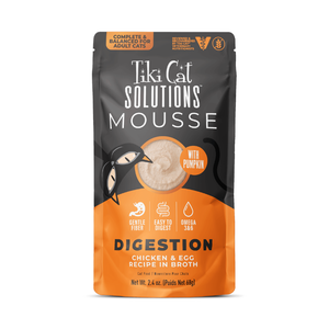 Tiki Cat Solutions Mousse Digestion Chicken & Egg Recipe in Broth Wet Cat Food (2.4 oz x 12 pouches) - Cat Food 1