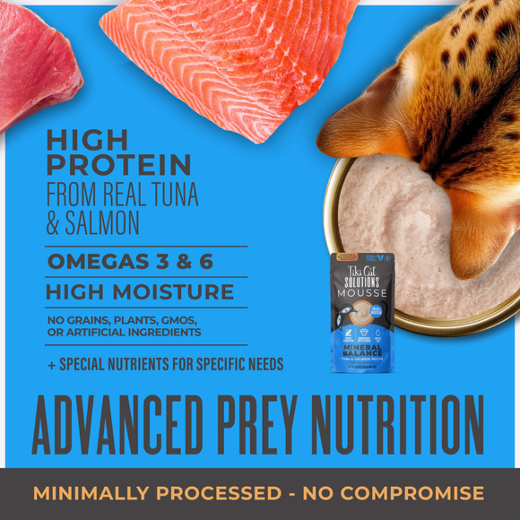 Tiki Cat Solutions Mousse Mineral Balance Tuna & Salmon Recipe Wet Cat Food (2.4 oz x 12 pouches) - Cat Food 3