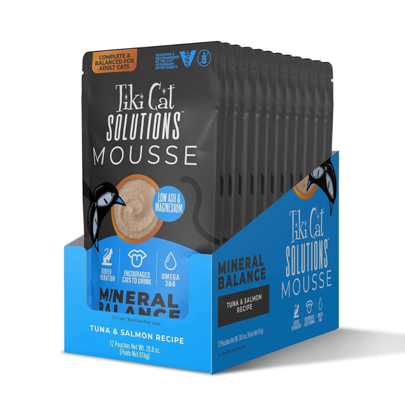 Tiki Cat Solutions Mousse Mineral Balance Tuna & Salmon Recipe Wet Cat Food (2.4 oz x 12 pouches) - Cat Food 9