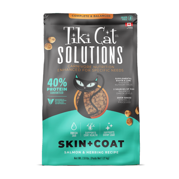 Tiki Cat Solutions Skin & Coat Grain Free Salmon & Herring Recipe Dry Cat Food - 2.8 lb - Cat Food 1