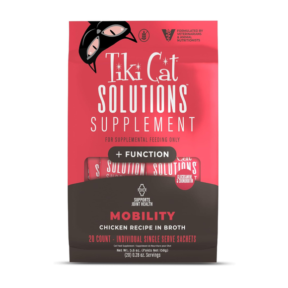 Tiki Cat Solutions Supplement Mobility Chicken Recipe in Broth for Cats (0.28 oz x 20 sachets) - Cat Food 1
